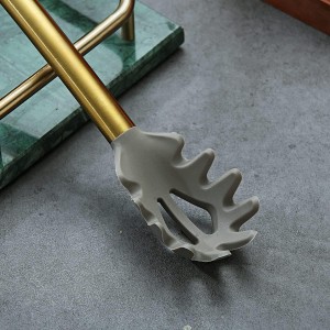 Gold Spaghetti Spoon, Berglander Non-stick Silicone Pasta Server With Titanium Gold Plating Handle, Spaghetti Server For Cooking, Pasta Fork, Noddle Fork, Dishwasher Safe, Easy to Clean