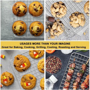 P&P CHEF 8.75 Inch Cooling Baking Rack Set of 2, Stainless Steel Grid Cooking Racks for Roasting Drying Grilling, Oven & Dishwasher Safe, Heavy Duty & Healthy