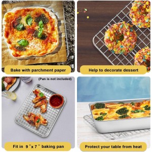 P&P CHEF 8.75 Inch Cooling Baking Rack Set of 2, Stainless Steel Grid Cooking Racks for Roasting Drying Grilling, Oven & Dishwasher Safe, Heavy Duty & Healthy