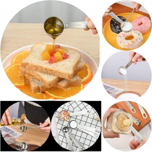 Measuring Cups and Spoons Set, 18/8 Metric & US Stainless Steel 8 Measuring Cups & 9 Spoons with 1 Leveler & 1 Measurement Conversion Chart for Baking & Kitchen