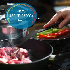 Zopeal 2 Pieces Crepe Spatula Silicone Narrow Skinny Flipper Long Heat Resistant Cooking Pancake Spatula Non Stick for Cooking Egg Burgers Pizza Pancake Steak Omelet(Black)