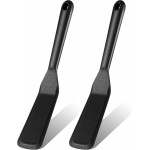 Zopeal 2 Pieces Crepe Spatula Silicone Narrow Skinny Flipper Long Heat Resistant Cooking Pancake Spatula Non Stick for Cooking Egg Burgers Pizza Pancake Steak Omelet(Black)