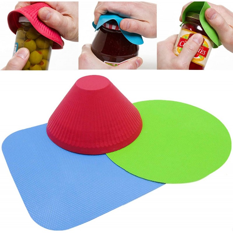 Jar Gripper Multi Purpose Reusable Rubber Gripper Jar Opener Gripper Rubber Jar Multi Purpose Bottle Lid Openers Fit for Most Bottles Set of 3