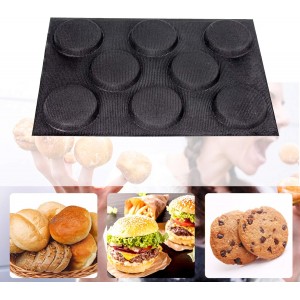 Silicone Hamburger Bun Pan,Non-Stick Bread Mold Hot Dog Bread Forms,Round Perforated Bakery Sheets Bread Pan for Baking,8 Cavities