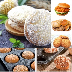 Silicone Hamburger Bun Pan,Non-Stick Bread Mold Hot Dog Bread Forms,Round Perforated Bakery Sheets Bread Pan for Baking,8 Cavities