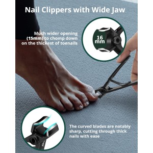 Nail Clipper Set 2 Pack, Heavy Duty Toenail Clippers for Thick Toenails and Sturdy Finger Nail Clippers with Catcher, Ultra Sharp Stainless Steel Nail Cutter for Men Women Adult