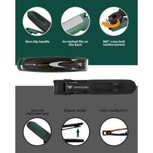 Nail Clipper Set 2 Pack, Heavy Duty Toenail Clippers for Thick Toenails and Sturdy Finger Nail Clippers with Catcher, Ultra Sharp Stainless Steel Nail Cutter for Men Women Adult