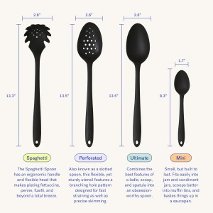 GIR: Get It Right Premium Silicone Spaghetti Spoon - Non-Stick Heat Resistant Silicone Pasta Fork - Perfect for Cooking, Strainer, and Serving - 13 IN, Navy, (GIRSNP381NVY)
