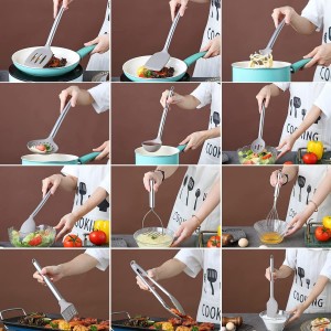 Berglander 38-Piece Non-Stick Silicone Cooking Utensils Set, Kitchen Tools Set, Stainless Steel Utensil Holder, Dishwasher Safe