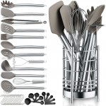 Berglander 38-Piece Non-Stick Silicone Cooking Utensils Set, Kitchen Tools Set, Stainless Steel Utensil Holder, Dishwasher Safe