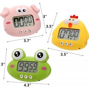 DEAYOU 3-Pack Digital Kitchen Timer, Small Electronic Timers for Cooking, Magnetic Cute Timer Clock with Stand for Kid, Teacher, Senior, Exercise, Study, Baking, Big Digits, Loud Alarm, Count Up Down