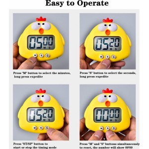 DEAYOU 3-Pack Digital Kitchen Timer, Small Electronic Timers for Cooking, Magnetic Cute Timer Clock with Stand for Kid, Teacher, Senior, Exercise, Study, Baking, Big Digits, Loud Alarm, Count Up Down