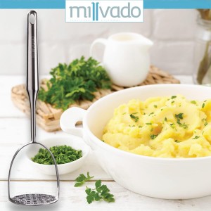 Potato Masher Stainless Steel, Best Mashed Potatoes Masher Kitchen Tool, Potato Smasher For Potatoe, Avocado, Sweet Potato, Beans, Large Heavy Duty Metal Mashing Utensil, 12.5 Inch