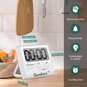 Digital Kitchen Timer with Loud Alarm - Magnetic Countdown/Countup Timer, Silent Mode, Large LED Display for Cooking, Classroom, Kids & Seniors (White)