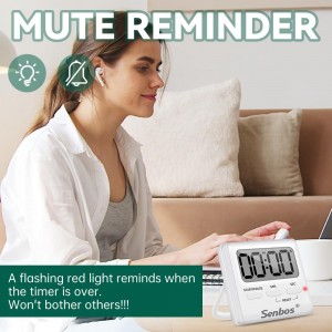 Digital Kitchen Timer with Loud Alarm - Magnetic Countdown/Countup Timer, Silent Mode, Large LED Display for Cooking, Classroom, Kids & Seniors (White)