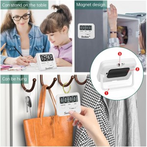 Digital Kitchen Timer with Loud Alarm - Magnetic Countdown/Countup Timer, Silent Mode, Large LED Display for Cooking, Classroom, Kids & Seniors (White)