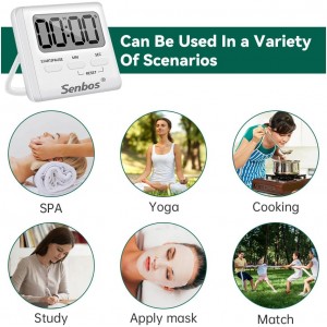 Digital Kitchen Timer with Loud Alarm - Magnetic Countdown/Countup Timer, Silent Mode, Large LED Display for Cooking, Classroom, Kids & Seniors (White)