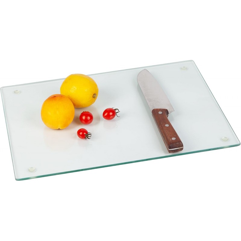 Glass Cutting Board for Kitchen Counter, Tempered Glass Chopping Boards Dishwasher Safe, Small Clear Countertop Tray, Scratch Resistant, Heat Resistant, Non Toxic, Clear, 16"x12"
