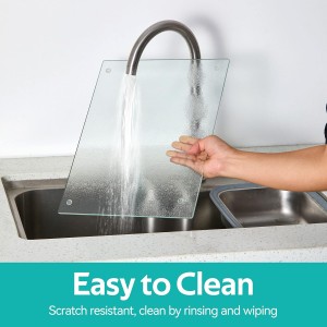 Glass Cutting Board for Kitchen Counter, Tempered Glass Chopping Boards Dishwasher Safe, Small Clear Countertop Tray, Scratch Resistant, Heat Resistant, Non Toxic, Clear, 16"x12"