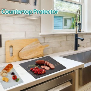 Glass Cutting Board for Kitchen Counter, Tempered Glass Chopping Boards Dishwasher Safe, Small Clear Countertop Tray, Scratch Resistant, Heat Resistant, Non Toxic, Clear, 16"x12"