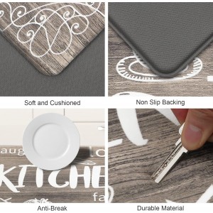 HEBE Kitchen Mats for Floor Set of 2 Thick Anti Fatigue Mat for Cushioned, Waterproof Non-Slip Rugs Comfort Standing Chef Mat for Kitchen Sink, Laundry Room, Farmhouse Home Decor, Brown