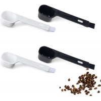 Plastic Coffee Scoops, 2 Tbsp Coffee Scoop with Brush & Espresso Grinder Brush for Ground Coffee Cleaning Tea Power, Coffee Tool for Barista Home Kitchen Café,4 Pack