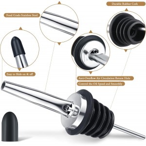Chengu 72 Pcs Liquor Spout Stainless Steel Bottle Pourers Tapered Liquor Pourers with Rubber Dust Caps Tapered Spouts Set Bar Supplies Vinegar Bottle Dispenser Wine Spout for Alcohol Olive Oil