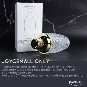 13 oz Glass Cocktail Shaker - Leakproof Shaker Set with Metallic Steel Lid & Built - in Strainer, Professional Bar Mixing Set for Martini, Whiskey, Margarita and More Drinks - Gold