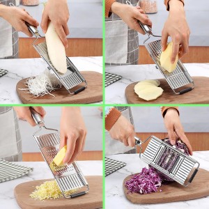 Suuker 4 in 1 Vegetable Cutter with Cheese Grater, Carrot Grater, Cabbage Shredder, Stainless Steel Mandoline Slicer for Kitchen