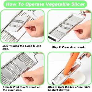 Suuker 4 in 1 Vegetable Cutter with Cheese Grater, Carrot Grater, Cabbage Shredder, Stainless Steel Mandoline Slicer for Kitchen