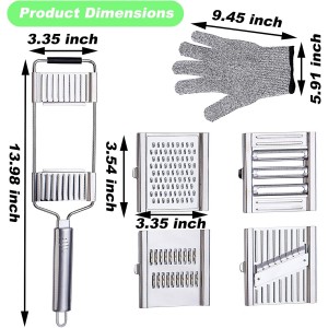 Suuker 4 in 1 Vegetable Cutter with Cheese Grater, Carrot Grater, Cabbage Shredder, Stainless Steel Mandoline Slicer for Kitchen