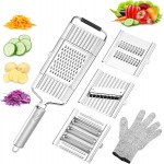Suuker 4 in 1 Vegetable Cutter with Cheese Grater, Carrot Grater, Cabbage Shredder, Stainless Steel Mandoline Slicer for Kitchen