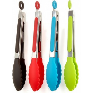 4Pcs Silicone Tongs, Kitchen Tongs 7” ...