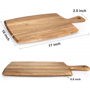 Best Acacia Wood Cutting Board with Handle Wooden Charcuterie Board Kitchen Chopping Boards for Bread Meat Cutting boards Fruit Cheese Serving Board Butcher Block Carving Board, 17" x 10"