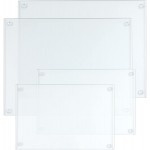 4 Pack Tempered Glass Cutting Board with Rubber Feet, Rectangle Non-slip Chopping Board, Long Lasting Clear Glass Tray for Kitchen Countertop, Table, Shatter-Resistant, Heat-Resistant, 2 Size