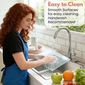 4 Pack Tempered Glass Cutting Board with Rubber Feet, Rectangle Non-slip Chopping Board, Long Lasting Clear Glass Tray for Kitchen Countertop, Table, Shatter-Resistant, Heat-Resistant, 2 Size