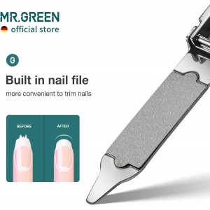MR.GREEN Collapsible Nail Clippers Small and Thin Portable Travel Nail Scissors Cutter Stainless Steel Manicure Tools with Nail Files (Eco-Packaging)