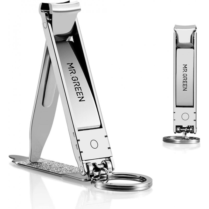 MR.GREEN Collapsible Nail Clippers Small and Thin Portable Travel Nail Scissors Cutter Stainless Steel Manicure Tools with Nail Files (Eco-Packaging)