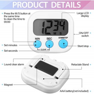 Weewooday 24 Pcs Digital Kitchen Timer Magnetic Timer Bulk On/Off Switch Minute Second Count up Countdown Loud Alarm for Exercise Cook Baking (Classic Color)
