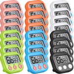 Weewooday 24 Pcs Digital Kitchen Timer Magnetic Timer Bulk On/Off Switch Minute Second Count up Countdown Loud Alarm for Exercise Cook Baking (Classic Color)