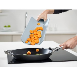 Chop2Pot Plus Foldable Plastic Cutting Boards, Easy Grip Handle, Non Slip Feet, Blue