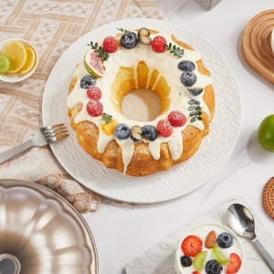 KITESSENSU 9 inch Non-Stick Cake Pans, 12 Cups Premium Fluted Cake Pans for baking, Heavy Duty Carbon Steel Tube Pan Baking Mold, Champagne Gold