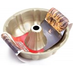 KITESSENSU 9 inch Non-Stick Cake Pans, 12 Cups Premium Fluted Cake Pans for baking, Heavy Duty Carbon Steel Tube Pan Baking Mold, Champagne Gold