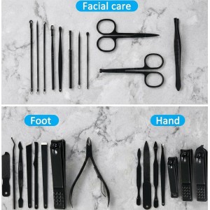 Manicure Set Professional Nail Clipper Kit-26 Pieces Stainless Steel Manicure Kit,Nail Care Tools with Luxurious Travel Case (Brown)