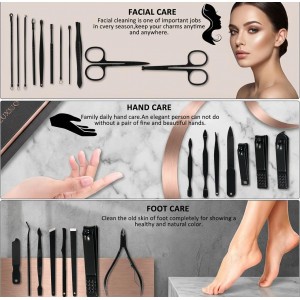 Manicure Set Professional Nail Clipper Kit-26 Pieces Stainless Steel Manicure Kit,Nail Care Tools with Luxurious Travel Case (Brown)