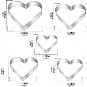 Heart Cookie Cutter Set, Gtmkina 5 Pieces Stainless Steel Small Biscuit Cutters Heart Shaped Mold for Kids Holiday Birthday Party