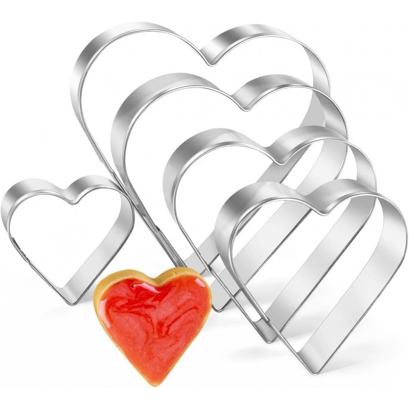 Heart Cookie Cutter Set, Gtmkina 5 Pieces Stainless Steel Small Biscuit Cutters Heart Shaped Mold for Kids Holiday Birthday Party