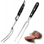 CHENGU 2 Pieces Carving Fork for Meat 12 Inch Kitchen Stainless Steel Serving Cooking with Wood Handle Classic Grill with ABS Handle Xmas Black Barbecue BBQ Fork Carving Set
