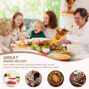 2 Pieces Meat Fork Stainless Steel Carving Fork with Wood Handle Cooking BBQ Grill Steak Tool for Kitchen Barbecue Serving Cooking Grilling Roasting 10.5 Inches, Round Handle