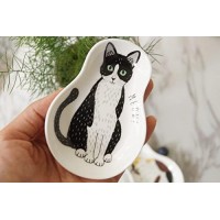Coffee Spoon Rests and Spoon - Ceramic Cute Cat Spoon Rest Teaspoon Holder Coffee Station Decor Coffee bar Coffee Stirrers Holder for Home Kitchen accessories